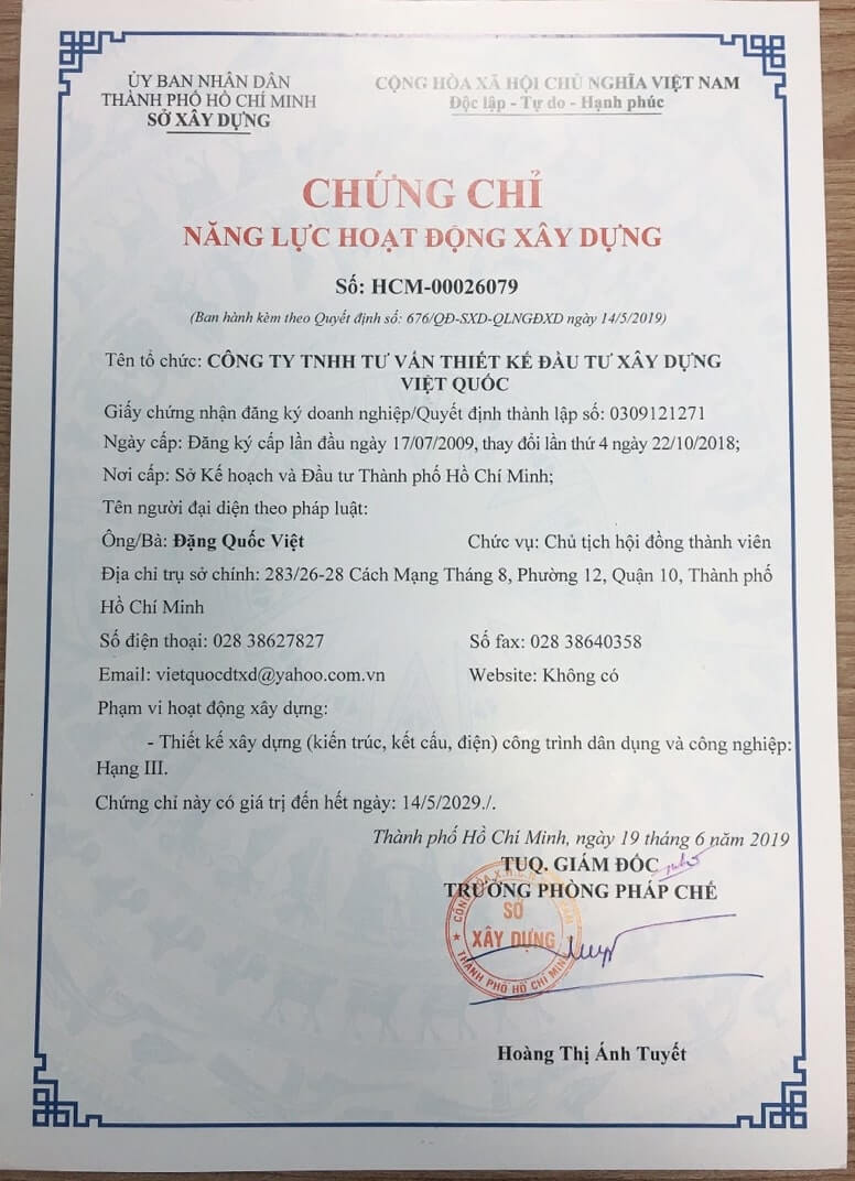 Chung chi thiet ke xay dung Hang III